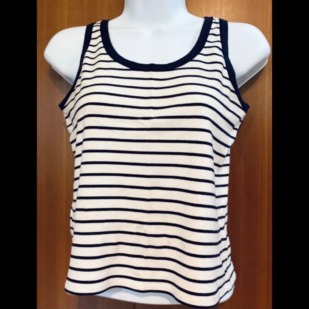 Navy and white striped tank